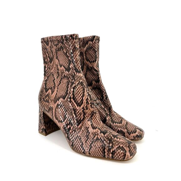 Steve Madden Shoes - Steve Madden Harli Snakeskin Print Block Heel Boots Womens Sz 7 Brown Black